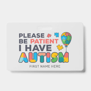 Badge J'ai un ID personnalisé vibrant pour l'autisme