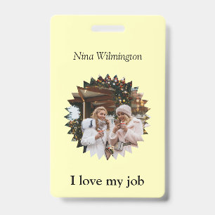 Badge J'aime mon travail Étoile Photo avec nom personnal