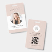 Badge JALAINE Moderne Minimal Blush Entreprise Code empl (Recto et verso)