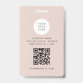 Badge JALAINE Moderne Minimal Blush Entreprise Code empl (Dos)