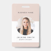 Badge JALAINE Moderne Minimal Blush Entreprise Code empl (Face)