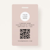 Badge JALAINE Moderne Minimal Blush Entreprise Code empl (Dos)