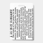 Badge J'Appelle Mes Droits Miranda/Je Ne Consent Pas (Dos)