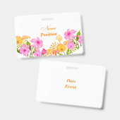 Badge Jardin Floral Nom Blanc (Avant & arrière)