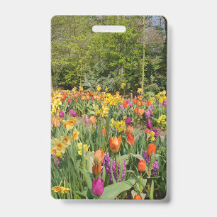 Badge Jardin vibrant de tulipes de Hollande