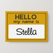 Badge Jaune Blanc Nom personnalisé Bonjour Je m'appelle (Recto)