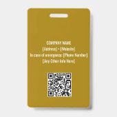 Badge Jaune | Carte d'identité professionnelle de l'ent (Arrière)