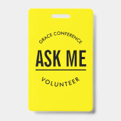 Badge Jaune et noir me demander bénévolement (Back)