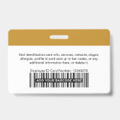 Badge Jaune Moutarde Carte d'Identité Professionnelle Mo (Arrière)