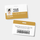 Badge Jaune Moutarde Carte d'Identité Professionnelle Mo (Avant & arrière)