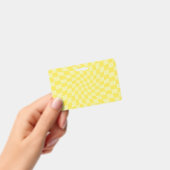Badge Jaune Pastel Citron Rétro Damier Déformé (Manuel / portable)