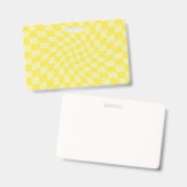 Badge Jaune Pastel Citron Rétro Damier Déformé (Avant & arrière)