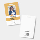 Badge Jaune | Photo Logo de l'employé ou QR CODE Sécurit (Recto et verso)