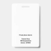 Badge Jaune | Photo Logo de l'employé ou QR CODE Sécurit (Dos)