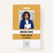 Badge Jaune | Photo Logo de l'employé ou QR CODE Sécurit (Devant)
