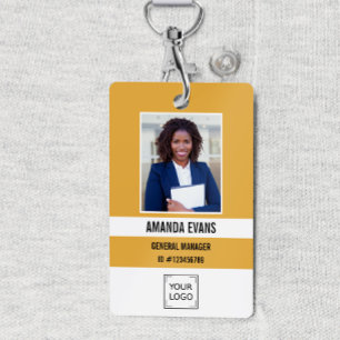 Badge Jaune   Photo Logo de l'employé ou QR CODE Sécurit