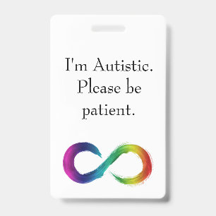 Badge "Je suis autiste, merci d'être patient" cordon 