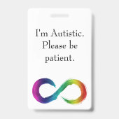 Badge "Je suis autiste, soyez patient, s'il vous plaît"  (Back)