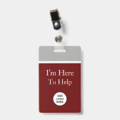 Badge Je suis ici pour aider les insignes Modèles du log (Avant avec clip)