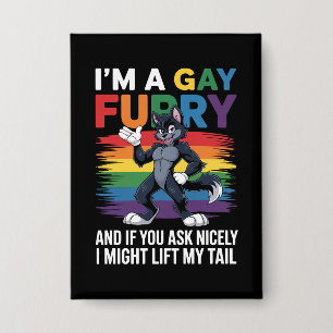 Badge Je suis un renard arc-en-ciel gay furry fier de la