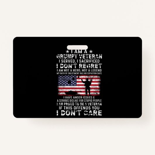 Badge Je Suis Un Vétérinaire Grave Que J'Ai Servi, J'Ai  (Devant)