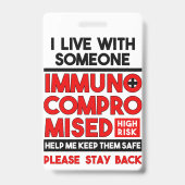 Badge Je Vis Avec Quelqu'Un Insigne Immunocompromis (Dos)