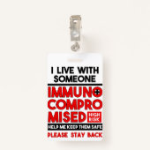 Badge Je Vis Avec Quelqu'Un Insigne Immunocompromis (Dos avec clip)