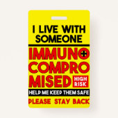 Badge Je Vis Avec Quelqu'Un Insigne Immunocompromis (Dos)