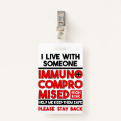 Badge Je Vis Avec Quelqu'Un Insigne Immunocompromis (Devant avec clip)