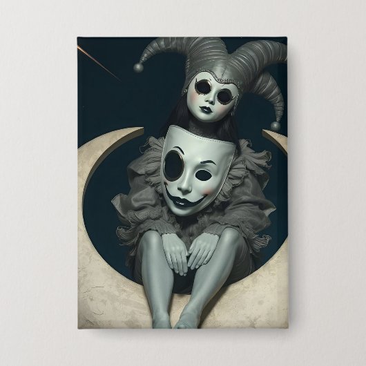 Badge Jester sits on crescent moon wireless charger  (Recto)