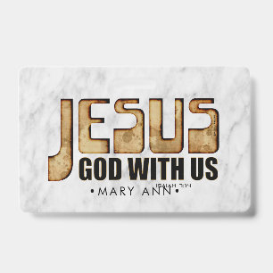 Badge JÉSUS : Dieu avec nous