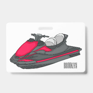 Badge Jet ski cartoon illustration