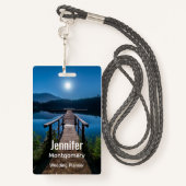 Badge Jetée de nuit sous une Pleine lune (Derrière avec lanière)