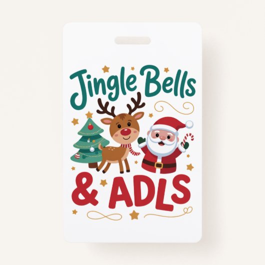 Badge Jingle Bells ADLS ergothérapie OT Reindeer (Devant)