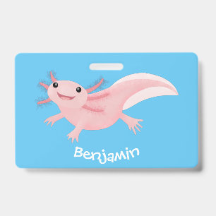 Badge Joli axolotl rose heureux
