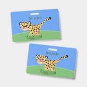 Badge Joli bébé guépard en cours de dessin animé illustr (Avant & arrière)