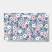 Badge Joli bleu rose fleurs Botanique (Dos)