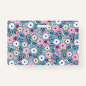 Badge Joli bleu rose fleurs Botanique (Dos)