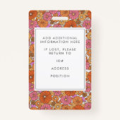 Badge Joli Boho rose floral employé ID photo (Dos)