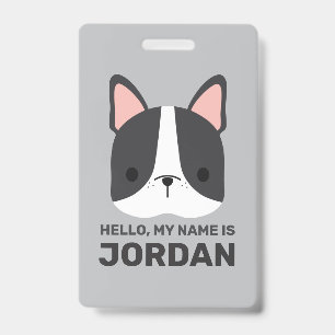 Badge Joli Bouledogue Français avec nom personnalisé