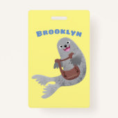 Badge Joli dessin animé sur le phoque du Groenland (Dos)