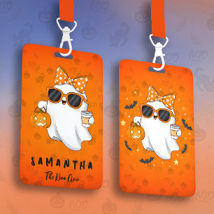 Badge Joli Fantôme d'Halloween Épices de Citrouille Pers