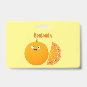Badge Joli fruit d'agrumes orange heureux dessin animé