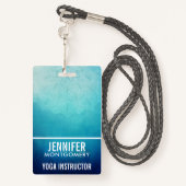 Badge Joli Mandala bleu Abstrait (Derrière avec lanière)