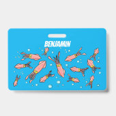 Badge Joli motif caricature de calmar rose (Back)