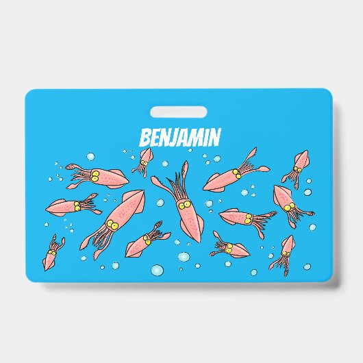 Badge Joli motif caricature de calmar rose (Front)