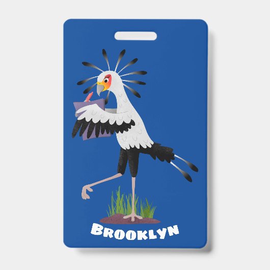 Badge Joli oiseau secrétaire écrivant des notes dessin a (Avant)