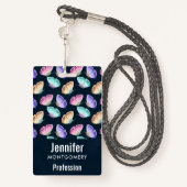 Badge Joli Pastel Motif d'aquarelle papillon (Derrière avec lanière)