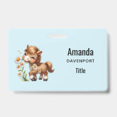 Badge Joli poney mangeant des marguerites (Arrière)