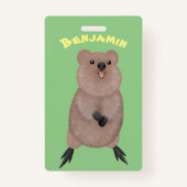 Badge Joli sourire mignon dessin animé quokka (Dos)